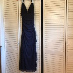 Women’s sexy blue backless evening dress